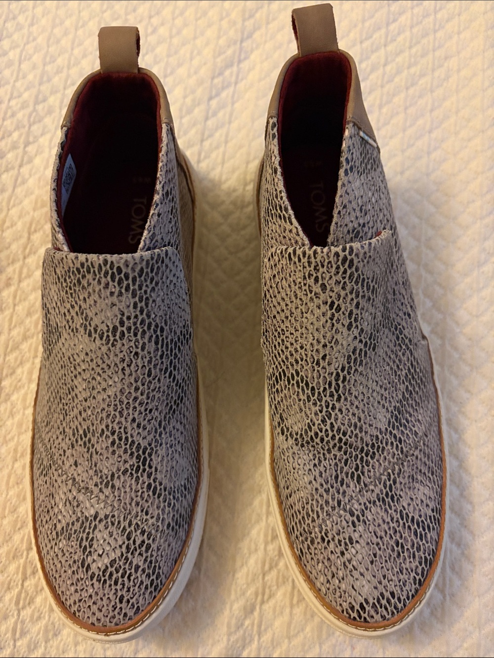 Toms Women's Grey Snake-Print Slip-On Loafers